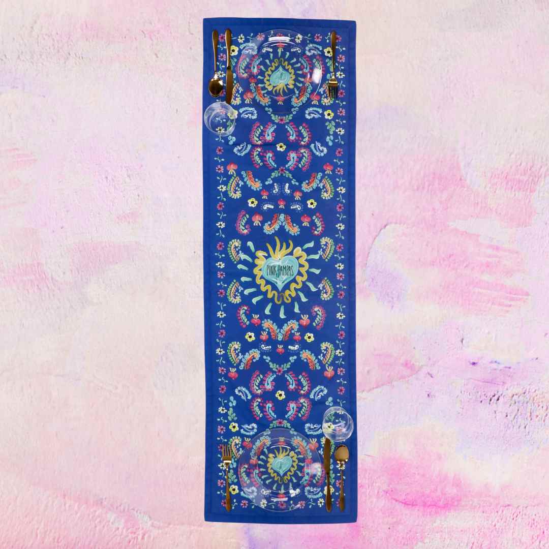 Table Runner Blooming Happiness Blue